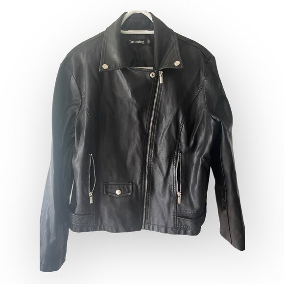 Tanning XXL Women, Black Leather Biker Jacket, ALL ITEMS SHIP FREE - Picture 1 of 3